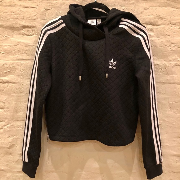 adidas Jackets & Blazers - Quilted Adidas Cropped Hoodie with Trefoil Logo